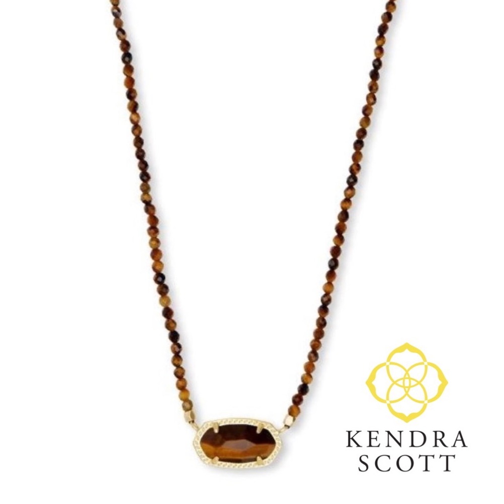 Kendra Scott Elisa Necklace in Beaded Brown Tigers Eye NWT
